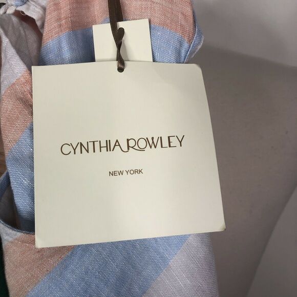 NEW Cynthia Rowley 100% Linen Striped Shift Dress - Picture 7 of 9